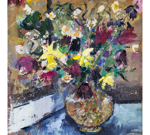 Daffodils and Tulips on Gold