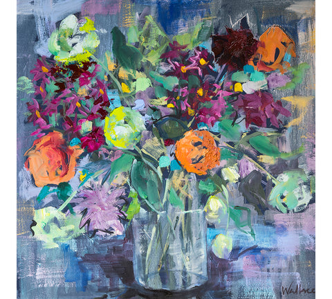 Orange, Lime Green and Claret Bouquet