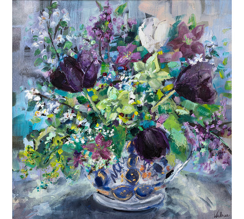 Tulips and Blossom in Vintage Jug