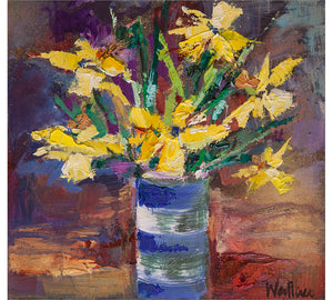 Daffodils in Blue and White Vase