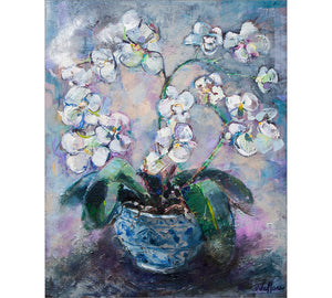 White Orchid in Chinese Vase